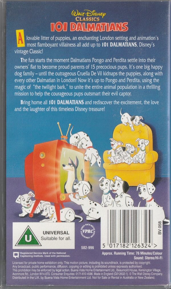 Disney - 101 Dalmatians - VHS