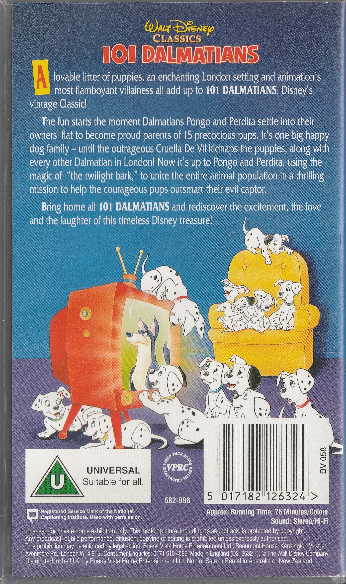 Disney - 101 Dalmatians - VHS
