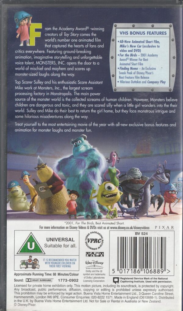Disney - Monsters, INC. - VHS