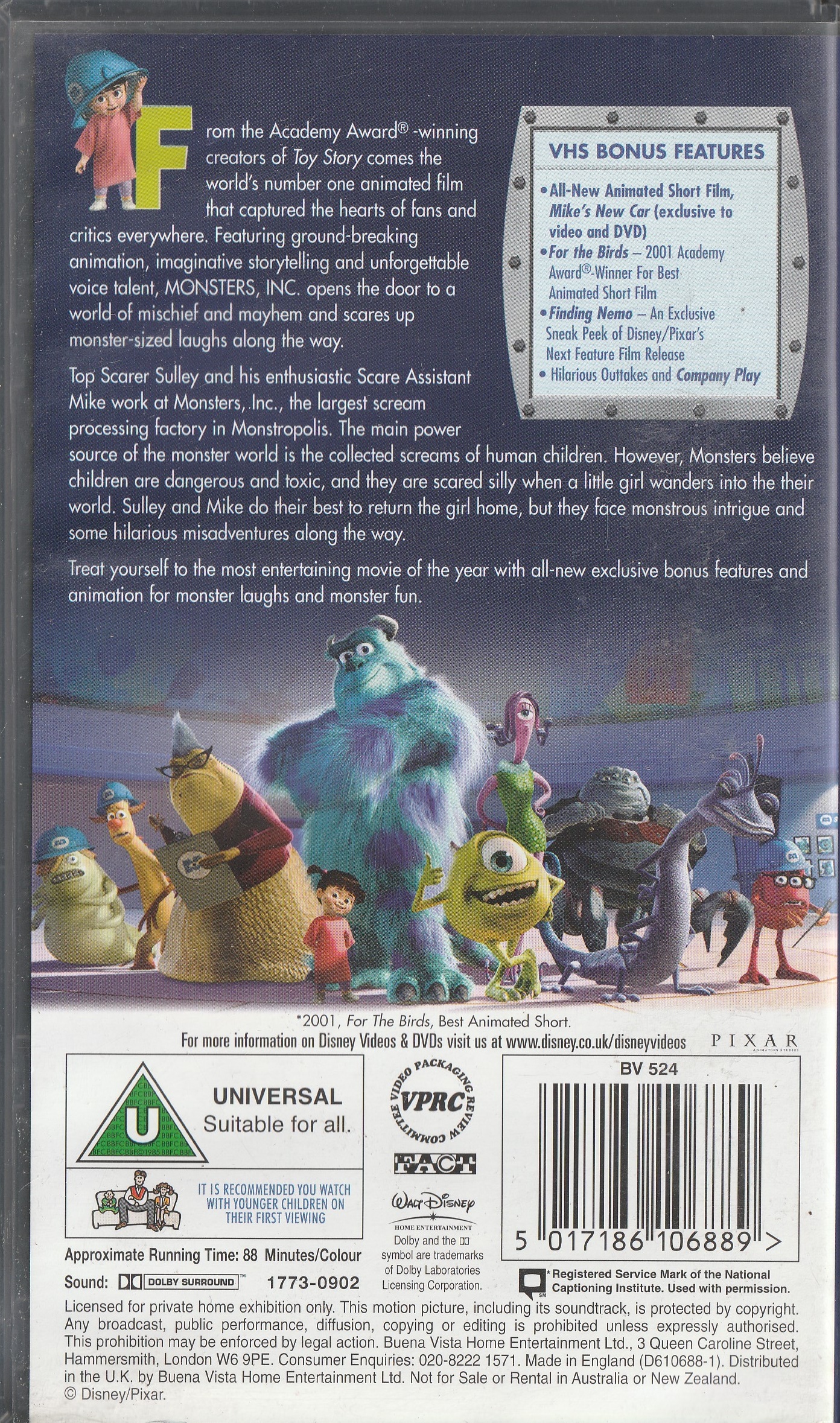 Disney - Monsters, INC. - VHS