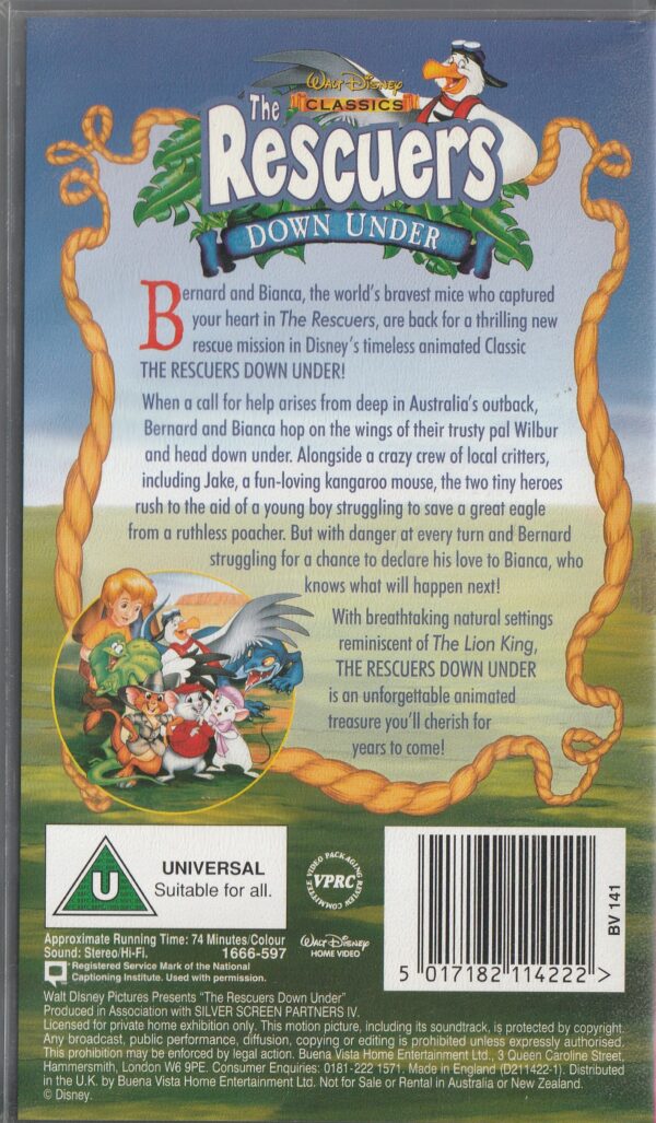 Disney - The Rescuers Down Under - VHS
