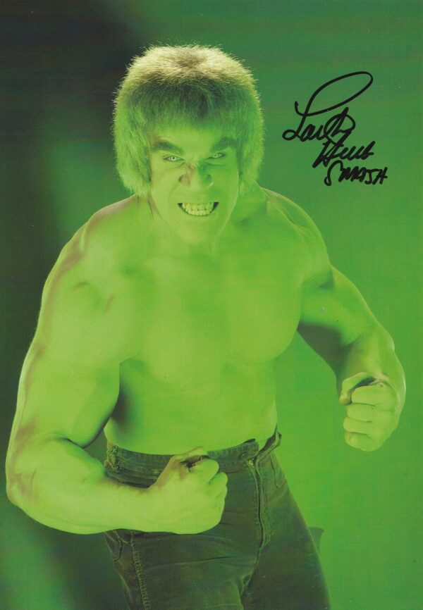 Lou Ferrigno - Davis Banner - The Mighty Hulk - signed photo